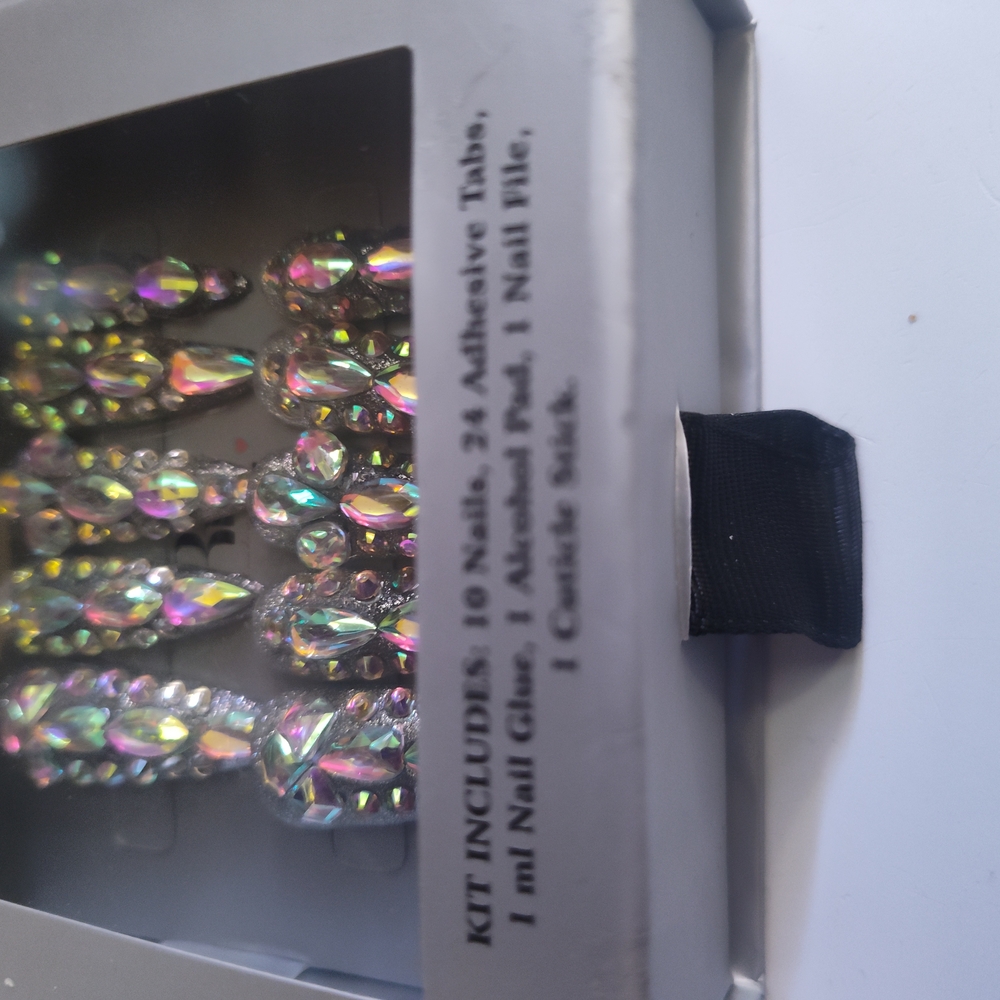 Crystal Rhinestone Press-On Nails - Iridescent Multi-Color - Picture 3 of 3